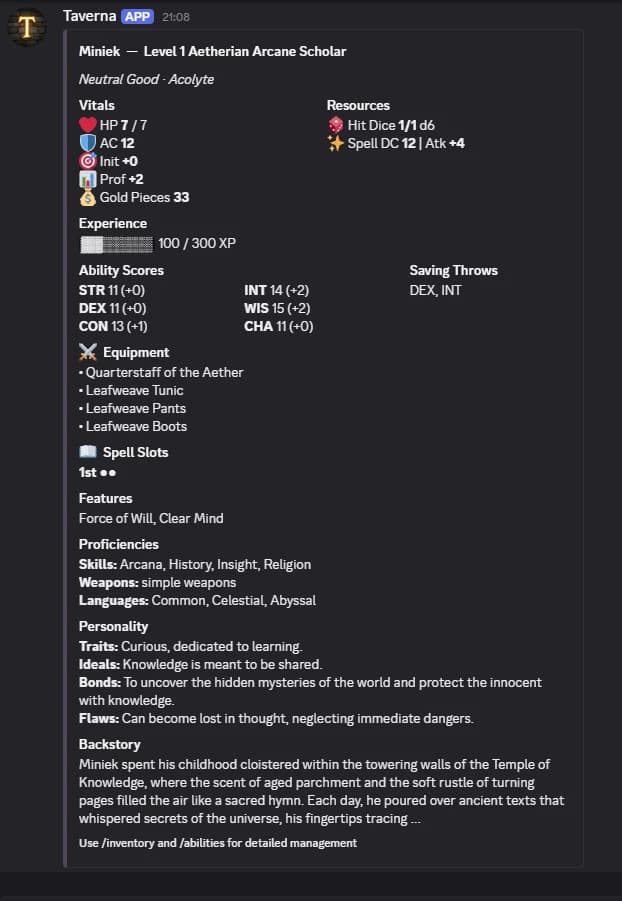 Character Sheet